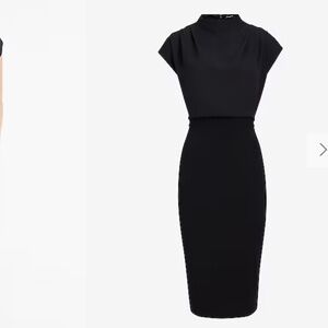 NWT Express Draped Mock Neck Midi Sheath Dress Size M